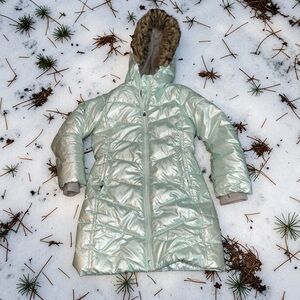 Iridescent Fleece Lined Parka Lands End Girls Small (6-7)
